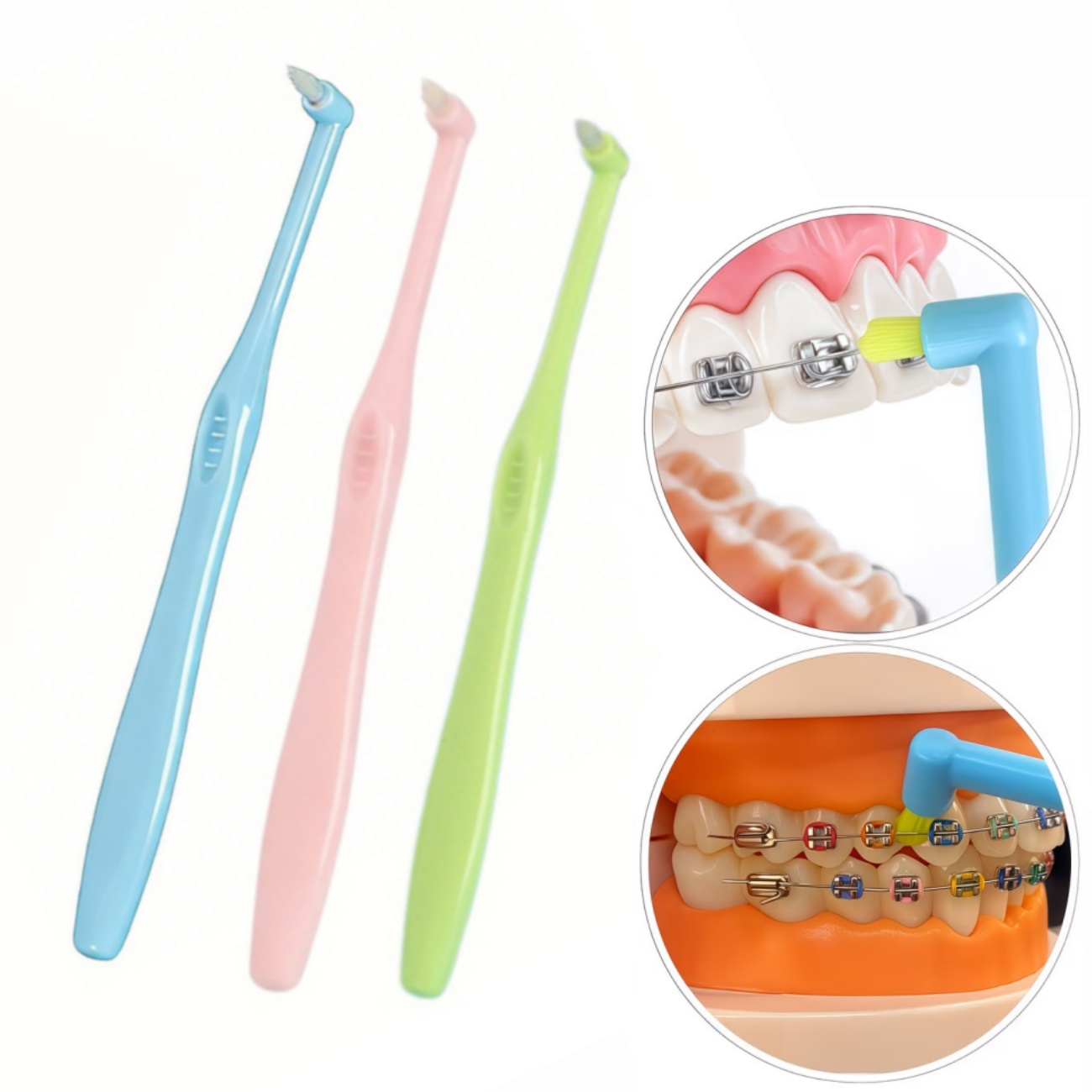 Teeth Whitening With Braces - Szczoteczka ortodontyczna 1/3 szt. z pojedynczym